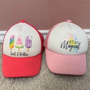 2 baby tiny trucker co hats snap back
